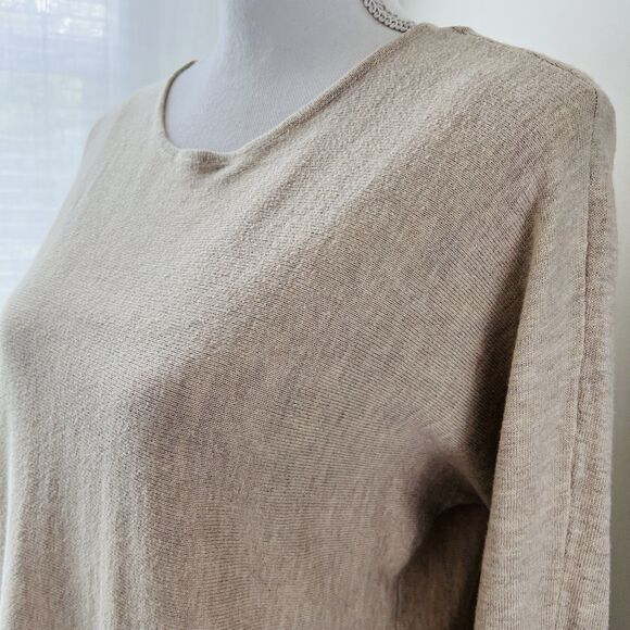 Michael Kors Beige Earthy Cozy Long Sleeve Blouse - Size Large - Picture 5 of 7